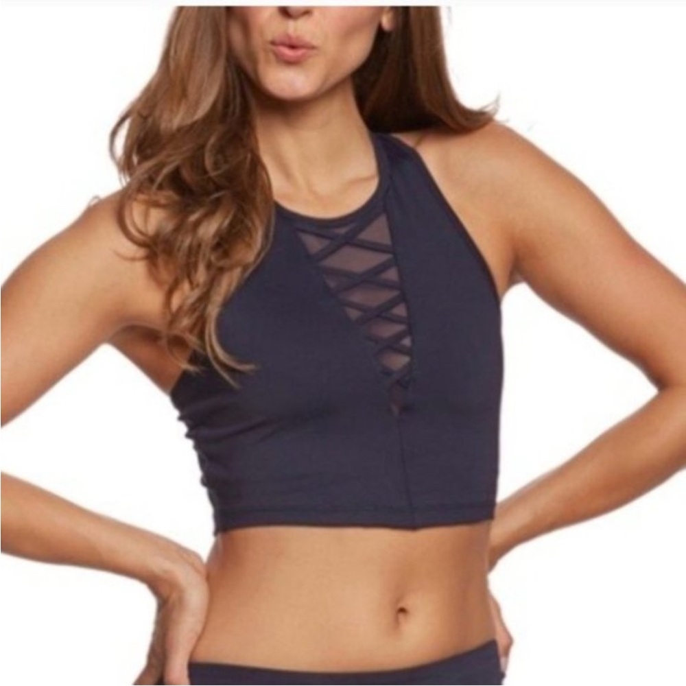Betsy Johnson Mesh Crop Workout Top Black size M